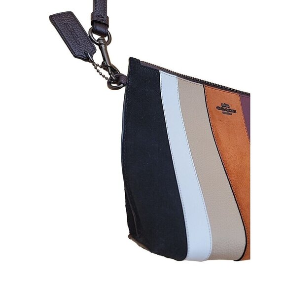 Coach Charlie Pouch Medium Wristlet Purse Designer Handbag Patchwork Stripes - Picture 7 of 16